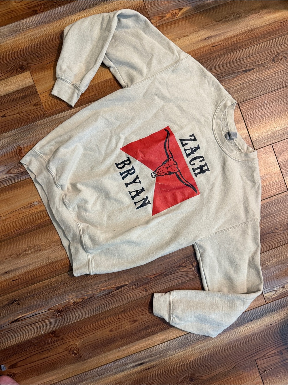Hanes Cream Sweatshirt with Red Graphic - ZACH BRYAN